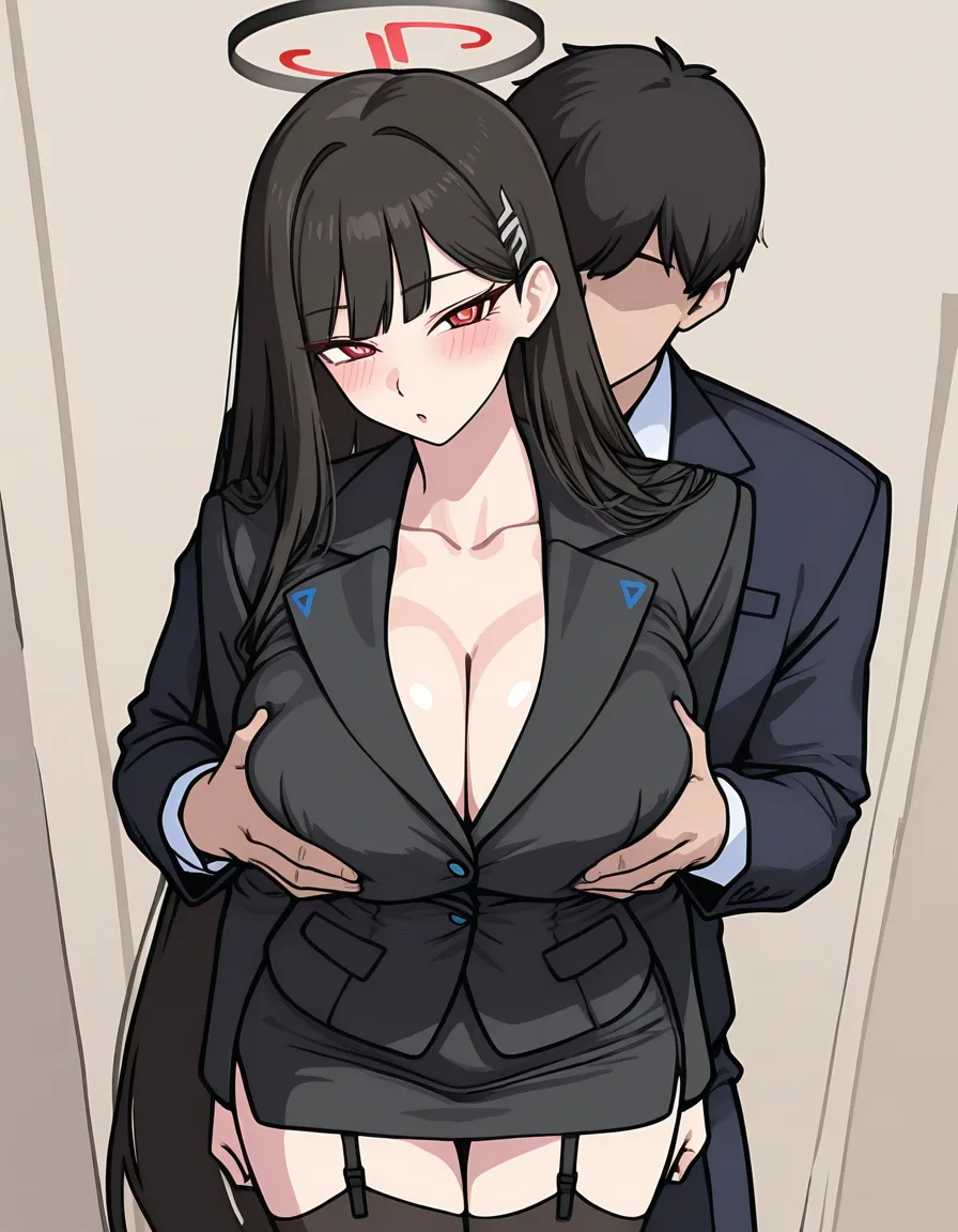 調月リオ 背後乳揉み